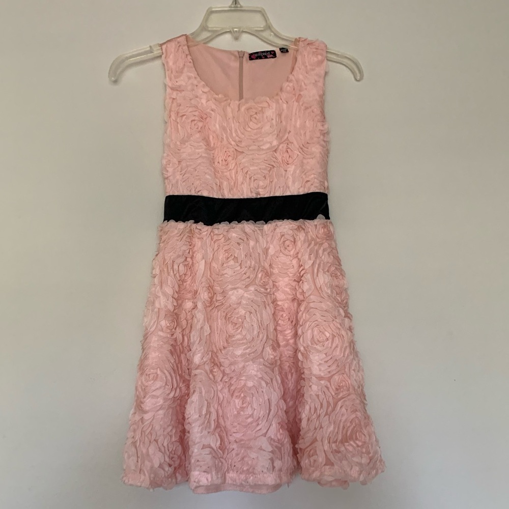 Girls Pink Rose Formal Sleeveless Dress